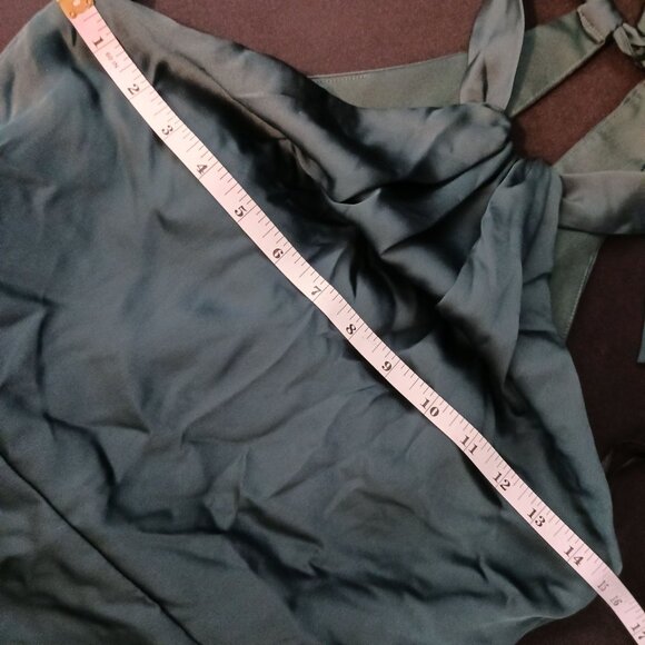 NEW Social Bridesmaids Tie-Neck Halter Maxi Dress Whisper Satin in Evergreen, XS - Picture 8 of 12